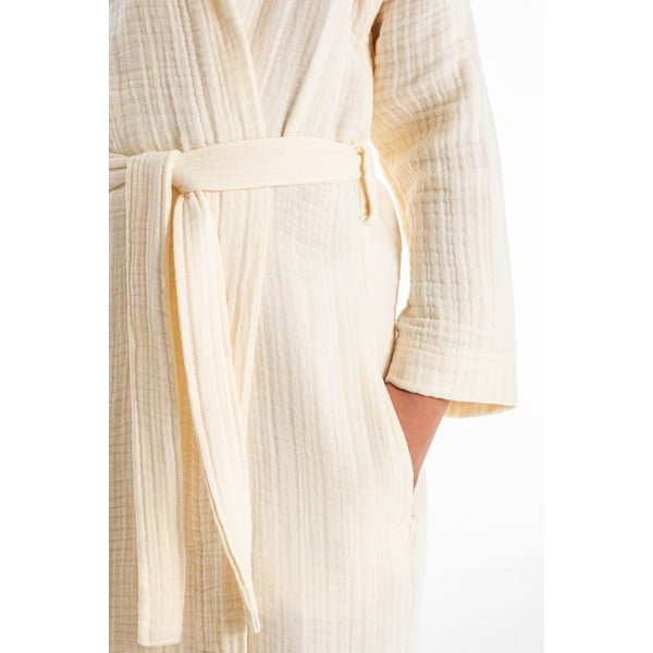 Kreminės spalvos iš muslino vaikiškas chalatas 5-6 metai Muslin – Foutastic-image-1