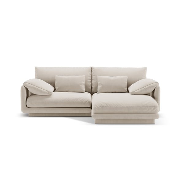 Iš velveto kampinė sofa baltos spalvos (su dešiniuoju kampu/su gultu) Torino – Micadoni 