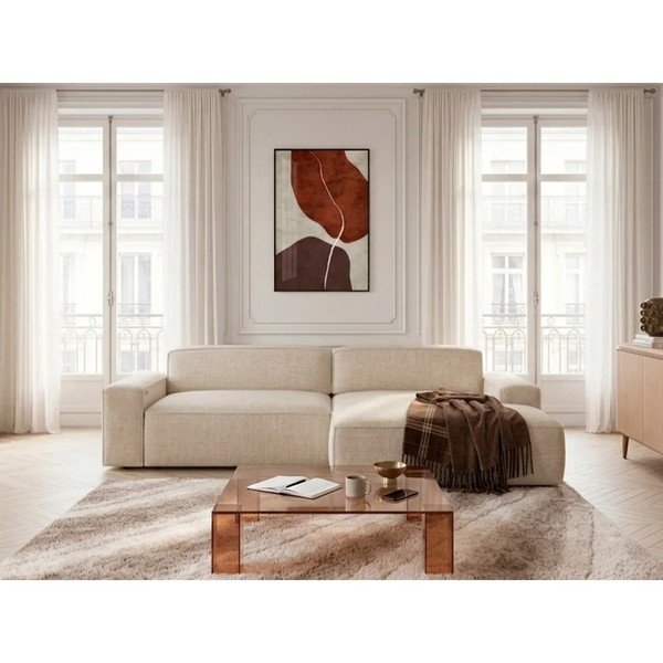 Smėlio spalvos sulankstoma/ar elektrisko sēdekļa regulēšanu kampinė sofa (su dešiniuoju kampu) Abel – Bobochic Paris-image-3