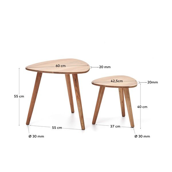Šoniniai stalai iš akacijos masyvo 2 vnt. 60x61 cm Eluana – Kave Home-image-4
