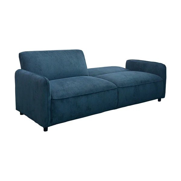 Mėlynos spalvos reguliuojama/sulankstoma sofa iš kordinio velveto 209 cm Alicia – Støraa-image-3