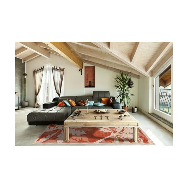 Oranžinis ir smėlio spalvos lauko kilimas Floorita Palms, 135 x 190 cm-image-3