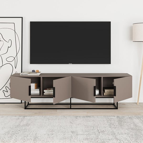 TV spintelė pilkos spalvos/smėlio spalvos 200x55 cm Titan – Marckeric-image-4
