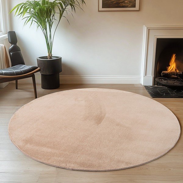 Skalbiamas smėlio spalvos apvalios formos kilimas ø 80 cm Joy – Ayyildiz Carpets-image-1