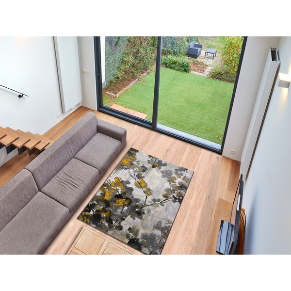 Geltonos ir pilkos spalvos kilimas Universal Bukit Mustard, 120 x 170 cm-image-1