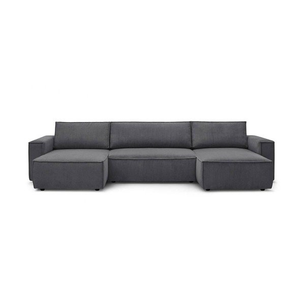 Taupe spalvos iš kordinio velveto sulankstoma kampinė sofa („U“ formos) Nihad – Bobochic Paris