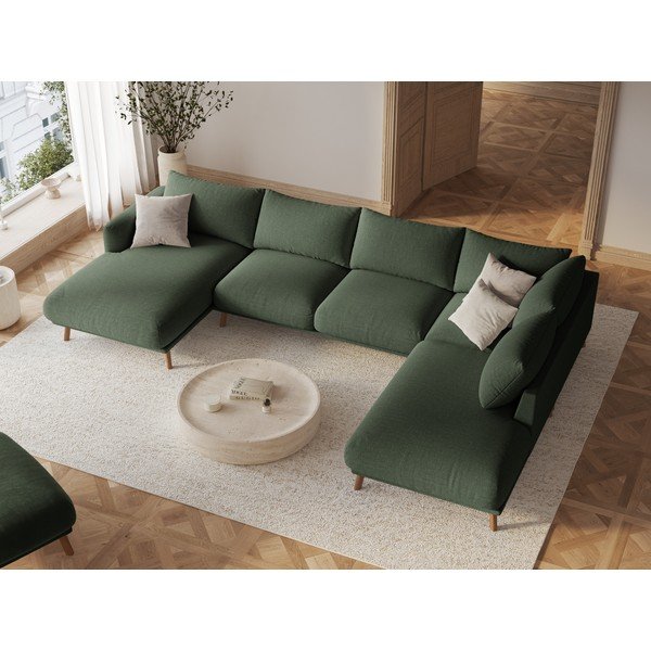 Žalios spalvos kampinė sofa („U“ formos) Naomi – Micadoni -image-1