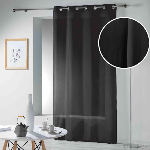 Juodos spalvos permatoma užuolaida 140x280 cm Telma – douceur d'intérieur-image-3