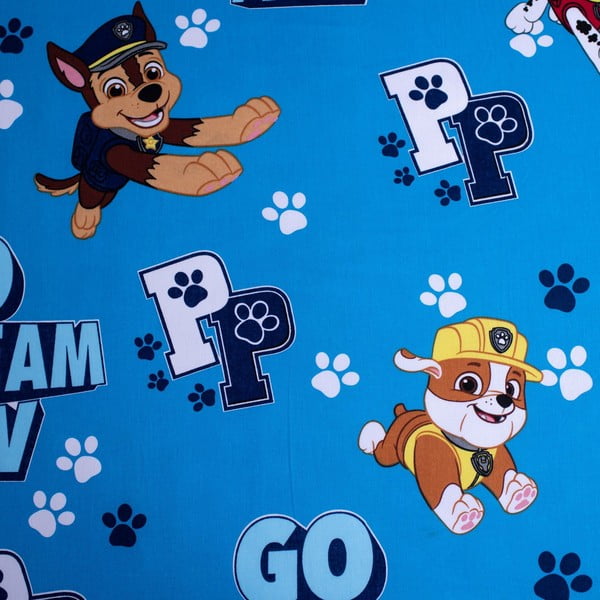 Mėlynos spalvos iš medvilnės vaikų patalynė su guma 90x200 cm Paw Patrol – Jerry Fabrics-image-1