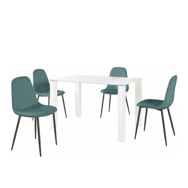 Valgomojo stalo ir 4 turkio spalvos kėdžių komplektas "Støraa Dante", stalo ilgis 120 cm