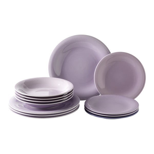 12 dalių violetinės spalvos porcelianinių indų rinkinys "Like", "Villeroy & Boch Group