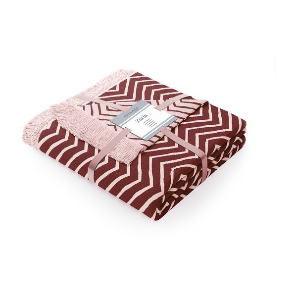 Rožinės ir violetinės spalvos antklodė iš medvilnės mišinio AmeliaHome Twisty, 150 x 200 cm-image-2