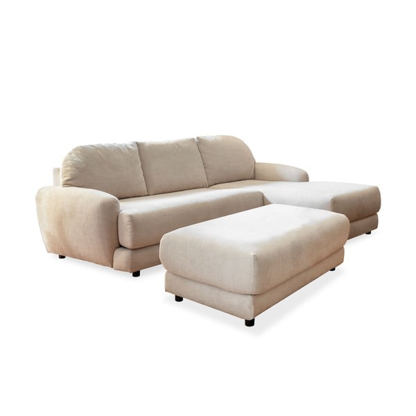 Kreminė kampinė sofa-lova (dešinysis kampas) Comfy Claude - Miuform