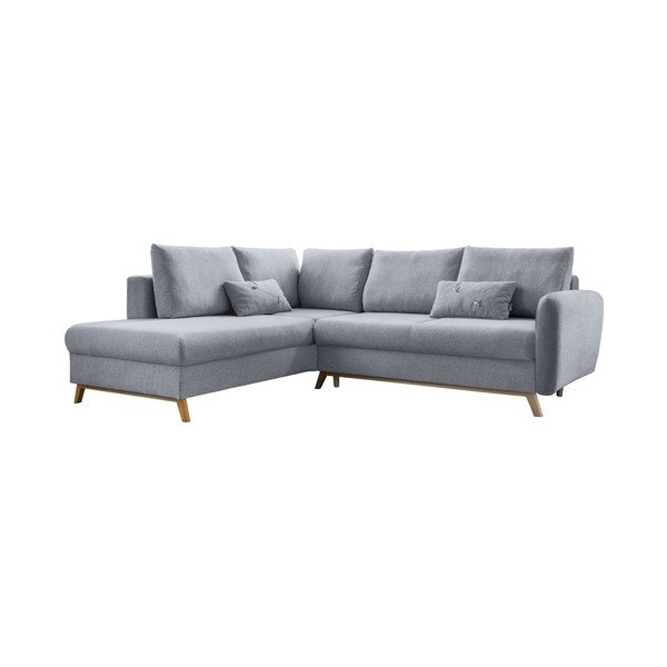 Šviesiai pilka sofa-lova Miuform Scandic Lagom L, kairysis kampas