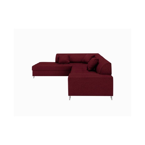 Raudona kampinė sofa-lova su sidabrinėmis kojelėmis "Cosmopolitan Design Orlando", kairysis kampas-image-2