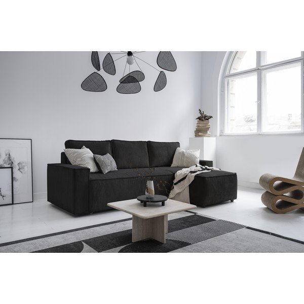 Iš kordinio velveto sulankstoma kampinė sofa antracito spalvos (kintama) Brave Dave – Miuform-image-2