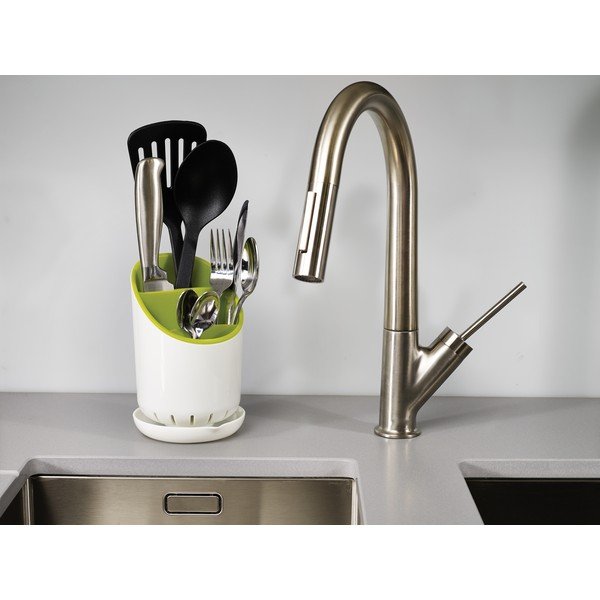 Baltos ir žalios spalvos lašėjimo padėklas stalo įrankiams ir virtuvės reikmenims Joseph Joseph Dock-image-3