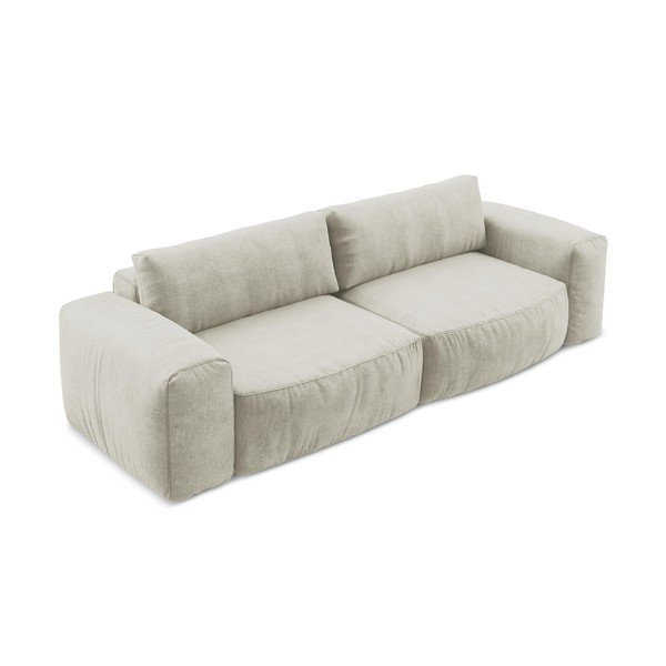 Smėlio spalvos sulankstoma sofa iš šenilinio audinio 275 cm Kuki – Makamii-image-3
