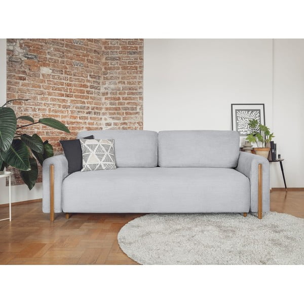 Pilkos spalvos iš kordinio velveto sulankstoma/su sandėliavimo vieta sofa 244 cm Arcadova – ELTAP-image-1