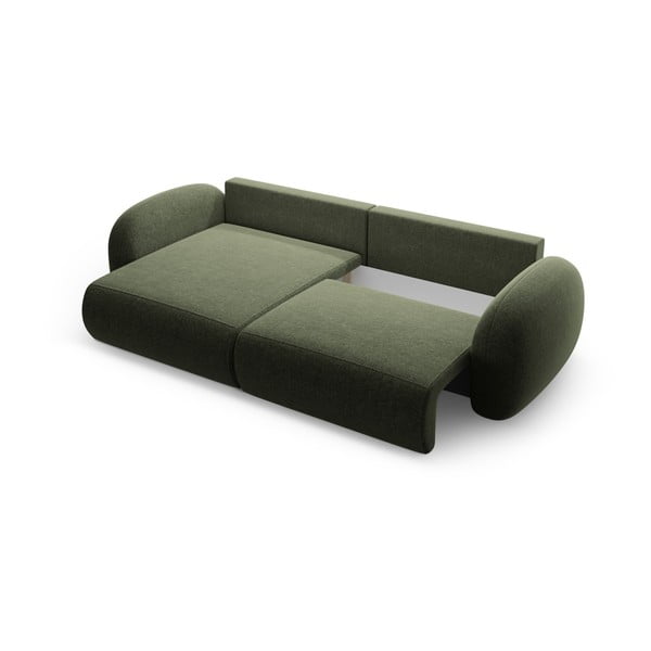 Žalios spalvos iš šenilinio audinio sulankstoma/su sandėliavimo vieta kampinė sofa Tonale – Cosmopolitan Design-image-3