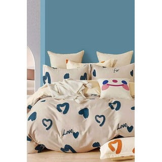Iš ranforce medvilnės viengulė/itin ilga patalynė smėlio spalvos su paklode/3 dalių 160x220 cm Amore – Mila Home