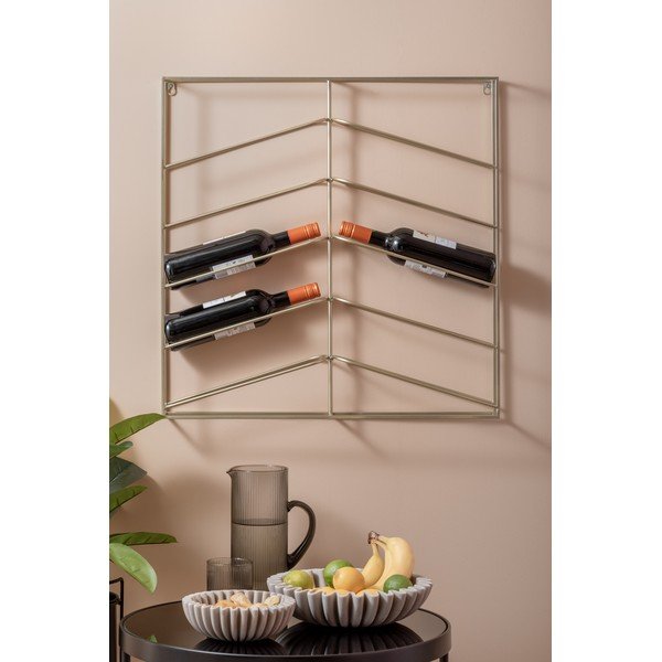 Sieninė auksinės spalvos iš metalo vyno lentyna butelių skaičius 10 67x66x7,5 cm Cuadro – PT LIVING-image-1