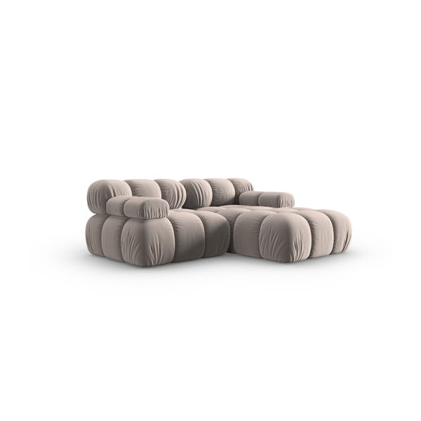 Iš velveto modulinė kampinė sofa šviesiai rudos spalvos (su dešiniuoju kampu) Bellis – Micadoni -image-3