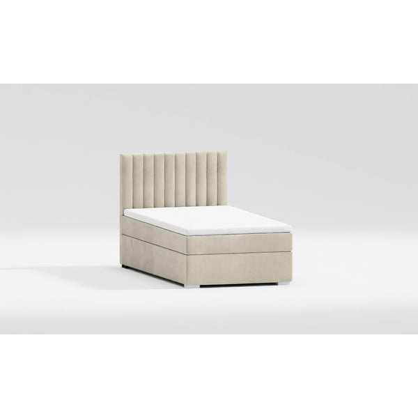 Viengulė lova smėlio spalvos audiniu dengta su sandėliavimo vieta su lovos grotelėmis 90x200 cm Bunny – Ropez