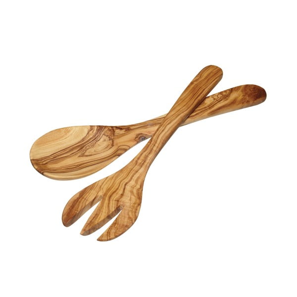 Alyvuogių medžio salotų stalo įrankiai "Kitchen Craft" italų kalba