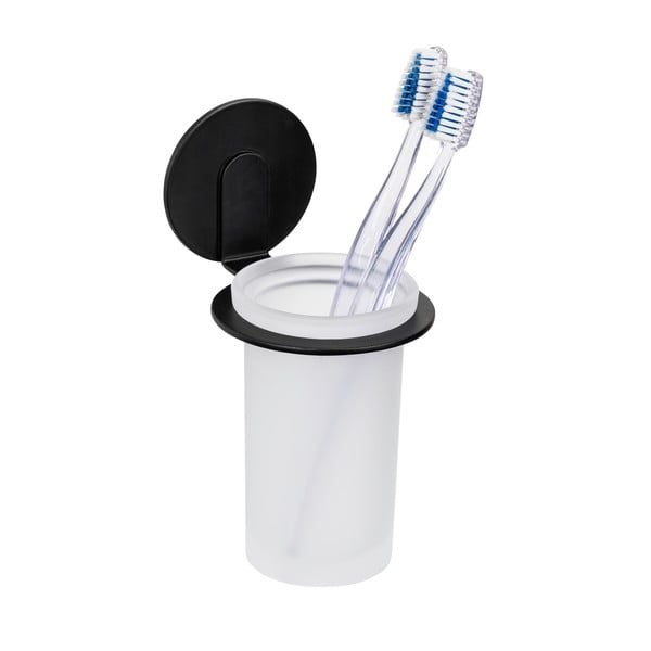 Klijuojamas iš stiklo dantų šepetėlio indas matinės juodos spalvos Bivio – Wenko-image-4