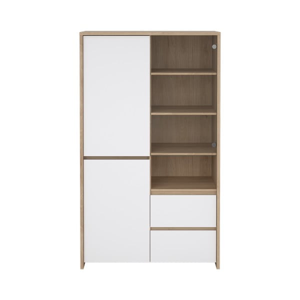 Baltos spalvos/natūralios spalvos vitrina iš ąžuolo 100x170x48 cm Next – Tvilum