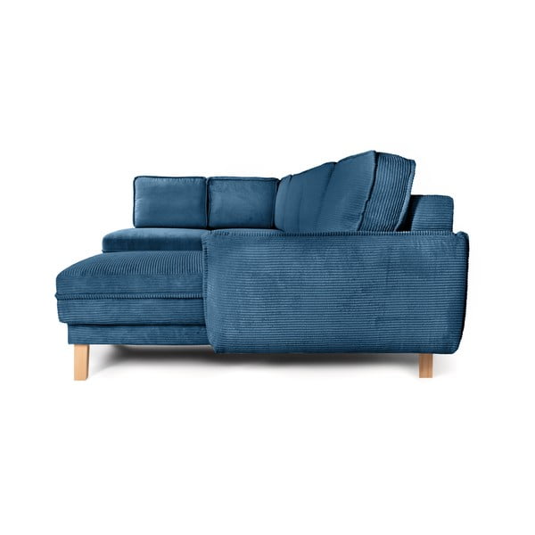 Iš kordinio velveto sulankstoma kampinė sofa mėlynos spalvos (su kairiuoju kampu/„U“ formos) Tori – Bonami Selection-image-3