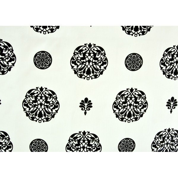 Juodai balta medvilninė satino viengulė patalynė 140x200 cm Ornament -image-1