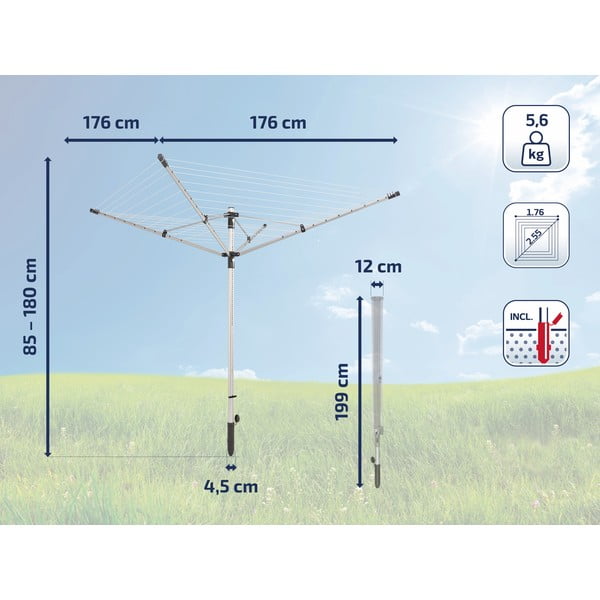 Sidabrinės spalvos sodo skalbinių džiovykla 50 m LinoLift 500 – LEIFHEIT-image-2