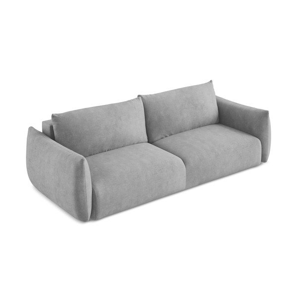 Šviesiai pilkos spalvos iš šenilinio audinio sulankstoma sofa 230 cm Leila – Makamii-image-4