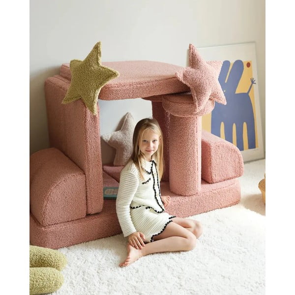 Žalios spalvos iš boucle vaikiška sofos pagalvėlė Star – Wigiwama-image-4