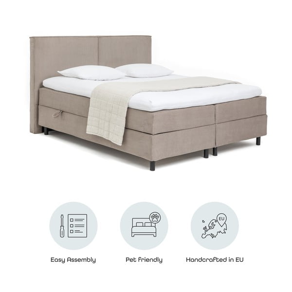 Taupe spalvos spyruoklinė lova su sandėliavimo vieta 180x200 cm Elva Bold – Bonami Selection-image-4