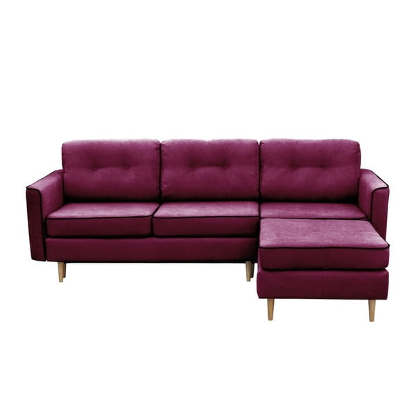 Violetinė sofa-lova su šviesiomis kojomis Mazzini Sofas Ladybird, dešinysis kampas