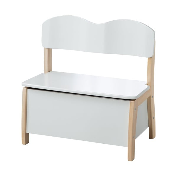 Baltos spalvos vaikiškas suoliukas – Roba