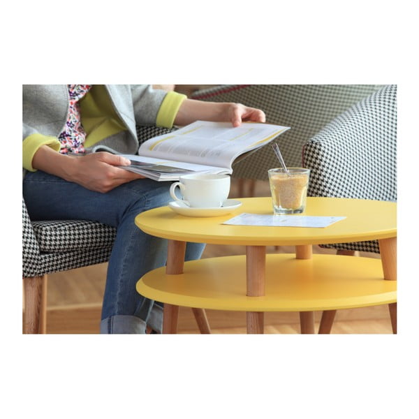 Tamsiai pilkas žurnalinis staliukas su natūraliomis kojomis "Ragaba UFO", Ø 70 cm-image-1