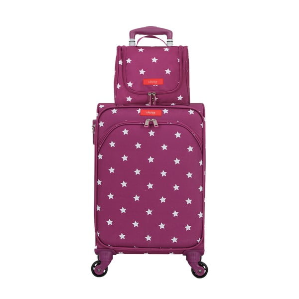 4 ratukų bagažo ir kosmetinės rinkinys, purpurinės spalvos Lollipops Starry