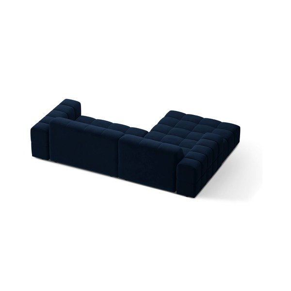 Tamsiai mėlynos spalvos kampinė sofa iš velveto (su kairiuoju kampu/su gultu) Chicago – Cosmopolitan Design-image-2