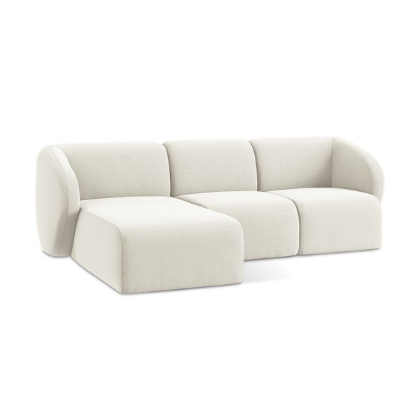 Smėlio spalvos kampinė sofa iš velveto (su kairiuoju kampu/su gultu) Lani – Makamii-image-4