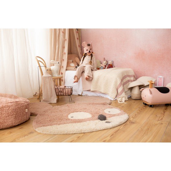 Skalbiamas/rankų darbo iš vilnos vaikiškas kilimas šviesiai rudos spalvos 120x120 cm Miss Mighty Mouse – Lorena Canals-image-4