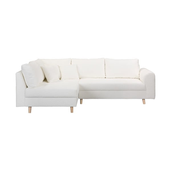 Kampinė sofa baltos spalvos iš boucle (su kairiuoju kampu) Ariella – Ropez