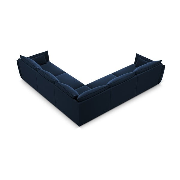 Tamsiai mėlynos spalvos iš velveto kampinė sofa Vanda – Mazzini Sofas-image-3