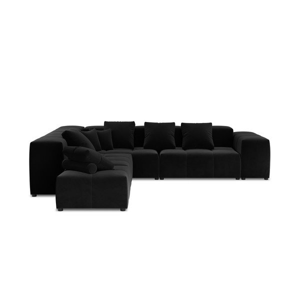 Juodo aksomo kampinė sofa (kintama) Rome Velvet - Cosmopolitan Design-image-4
