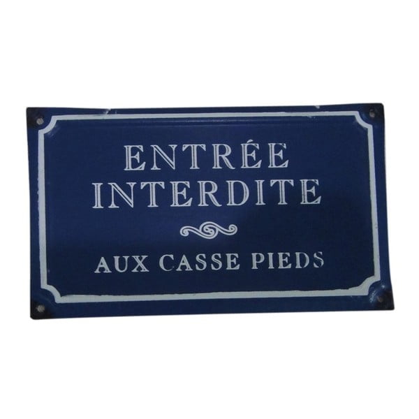 Mėlynas metalinis ženklas "Antic Line Entreé Interdite