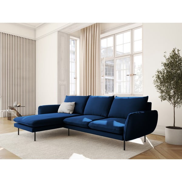 Mėlyna aksominė kampinė sofa (kairysis kampas) Vienna - Cosmopolitan Design-image-1