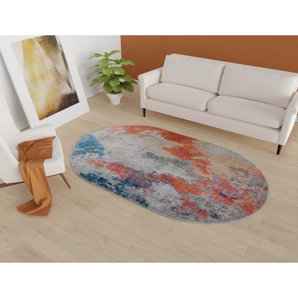 Skalbiamas kilimas mėlynos spalvos/oranžinės spalvos 80x120 cm – Vitaus-image-1